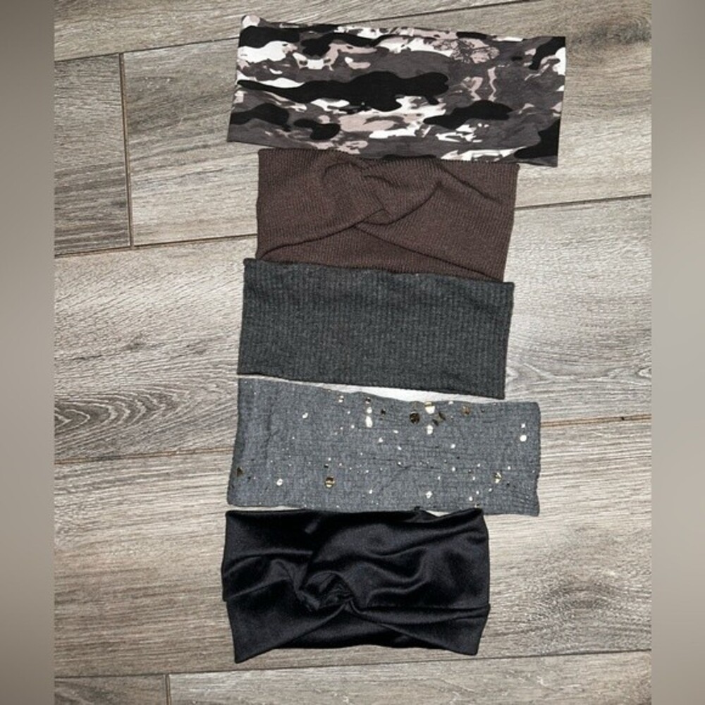 Camo Ribbed Velour and Turban Headband Bundle